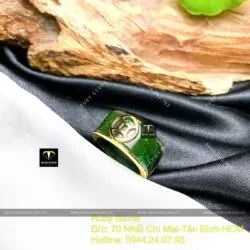 Nhẫn Ngọc bích kim tiền đơn, vàng 18k - Hình ảnh 8