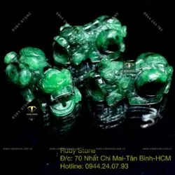 Tỳ hưu ngọc Cẩm thạch sơn thuỷ xanh, KT 22mm - Ảnh 4