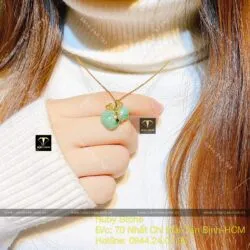 Mặt dây chuyền hồ lô Cẩm Thạch Đậu Lý, vàng 18k