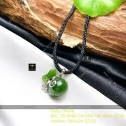 Mặt dây chuyền túi tiền ngọc bích, vàng trắng 14k (585) - Ảnh 6