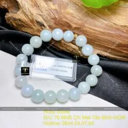 Vòng tay ngọc cẩm thạch 9,5 ly mix bi vàng 18k - Hình ảnh 4
