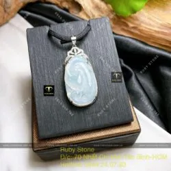 Mặt dây chuyền như ý Phỉ Thuý lục hoa bay, bạc 925 - Ảnh 3