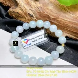 Chuỗi tay ngọc cẩm thạch 9,5 ly mix bi vàng 18k