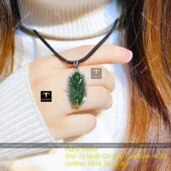 Mặt dây chuyền Ve sầu (Ngọc thiền) ngọc bích Canada xanh đậm, bạc 925 - Hình ảnh 5