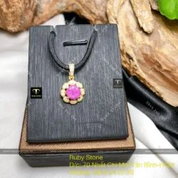 Mặt dây chuyền Ruby Nam Phi mài giác, vàng 18k - Ảnh 4