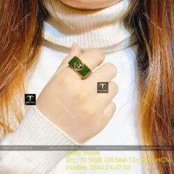 Nhẫn Ngọc bích kim tiền đơn, vàng 18k
