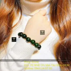 Vòng chuỗi ngọc Cẩm Thạch Sơn Thuỷ xanh đen 14ly