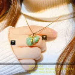 Mặt dây chuyền hồ lô Cẩm Thạch Đậu Lý, vàng 18k - Ảnh 3