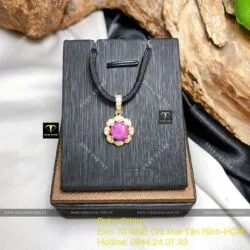 Mặt dây chuyền Ruby Nam Phi mài giác, vàng 18k - Ảnh 3