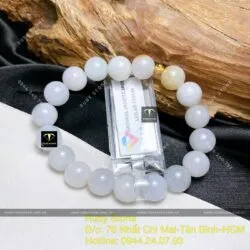 Vòng chuỗi ngọc cẩm thạch 9,5 ly mix bi vàng 18k