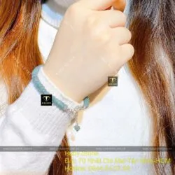 Lắc bạc 925 chuỗi bánh xe Lam Thuỷ - Hình ảnh 5