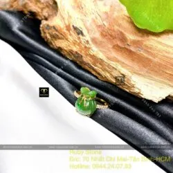 Nhẫn túi tiền ngọc bích, vàng 18k (610) - Hình ảnh 6