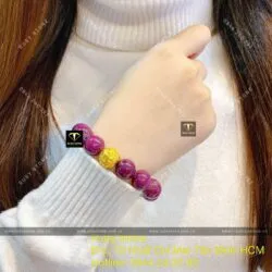 Chuỗi Ruby Nam Phi 13 ly, mix bi vàng 24k - Ảnh 4