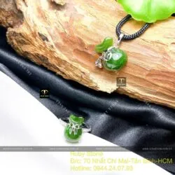 Mặt dây chuyền túi tiền ngọc bích, vàng trắng 14k (585) - Ảnh 5