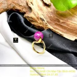 Nhẫn trái châu mài giác Ruby Nam Phi, vàng 18k - Ảnh 6
