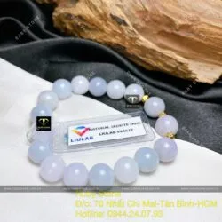 Vòng chuỗi ngọc cẩm thạch phớt tím môn 9,5 ly mix bi vàng 18k Vòng chuỗi ngọc cẩm thạch phớt tím môn 9,5 ly mix bi vàng 18k