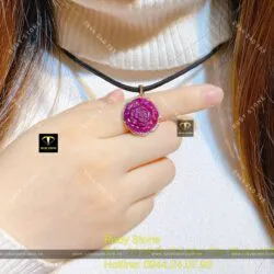 Mặt dây chuyền hoa mẫu đơn Ruby Nam Phi, vàng 18k