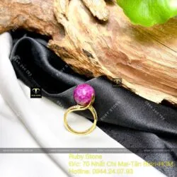 Nhẫn trái châu mài giác Ruby Nam Phi, vàng 18k - Ảnh 5