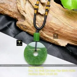 Mặt dây đồng điếu ngọc bích Canada khắc “Lục Tự Đại Minh Chân Ngôn”, KT 35mm - Ảnh 4