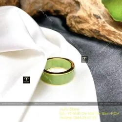 Nhẫn ngọc bích xanh lá VIP bản 6 ly, vàng 18k - Ảnh 4