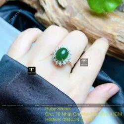 Nhẫn nữ Oval ngọc bích Canada, bạc 925