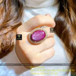 Nhẫn nữ Oval Ruby Nam Phi, vàng 18k - Ảnh 2