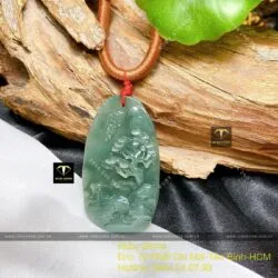 Mặt dây chuyền chạm tiểu cảnh Lam Ngọc, KT 50mm