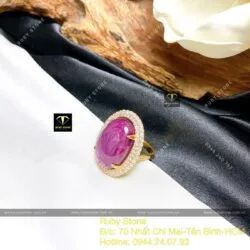 Nhẫn nữ Oval Ruby Nam Phi, vàng 18k - Ảnh 5