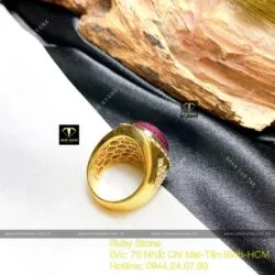 Nhẫn nam Oval Ruby Nam Phi, vàng 18k - Ảnh 3