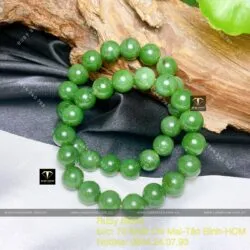 Chuỗi vòng tay Ngọc bích Canada xanh lá 10mm