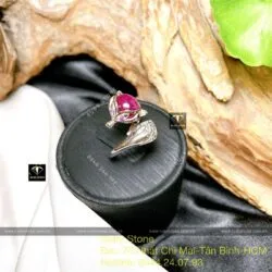 Nhẫn hồ ly Ruby Nam Phi, vàng 18k, kim cương thiên nhiên - Ảnh 8