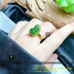 Nhẫn tỳ hưu Ngọc bích Canada, vàng 18k - Ảnh 3