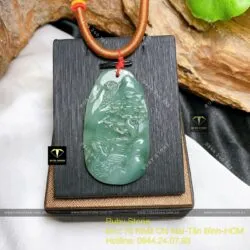 Mặt dây chuyền chạm tiểu cảnh Lam Ngọc, KT 50mm