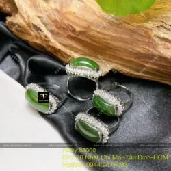Nhẫn nữ yên ngựa Ngọc bích Canada, bạc 925 - Ảnh 5
