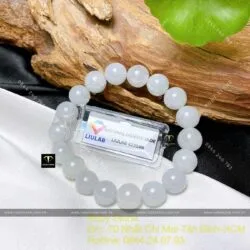 Vòng chuỗi tay ngọc Cẩm thạch nếp băng trắng, 10 ly