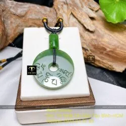Mặt dây đồng điếu ngọc bích Canada khắc “Lục Tự Đại Minh Chân Ngôn”, KT 35mm - Ảnh 5