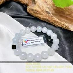Vòng tay ngọc Cẩm thạch nếp băng, 10 ly - Hình ảnh 3