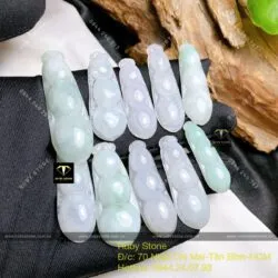 Mặt dây chuyền trái đậu ngọc Cẩm thạch nếp băng trắng - Hình ảnh 2