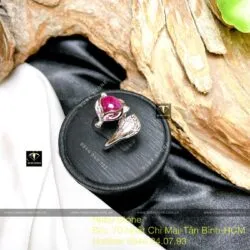 Nhẫn hồ ly Ruby Nam Phi, vàng 18k, kim cương thiên nhiên - Ảnh 6