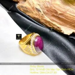 Nhẫn nam Oval Ruby Nam Phi, vàng 18k - Ảnh 5