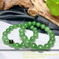 Chuỗi vòng tay Ngọc bích Canada xanh lá 10mm - Ảnh 3