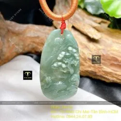 Mặt dây chuyền chạm tiểu cảnh Lam Ngọc, KT 50mm