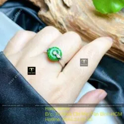 Nhẫn đồng điếu ngọc Cẩm Thạch Sơn Thủy, bạc 925 - Hình ảnh 5