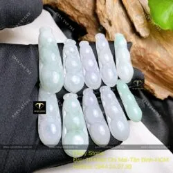 Mặt dây chuyền trái đậu ngọc Cẩm thạch nếp băng trắng - Hình ảnh 3