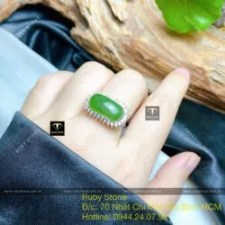 Nhẫn nữ yên ngựa Ngọc bích Canada, bạc 925 - Ảnh 4