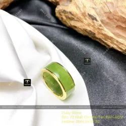 Nhẫn ngọc bích xanh lá VIP bản 6 ly, vàng 18k - Ảnh 5