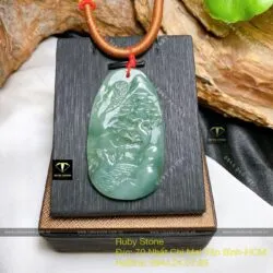 Mặt dây chuyền chạm tiểu cảnh Lam Ngọc, KT 50mm