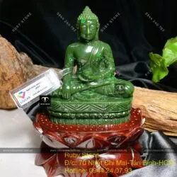 Phật Thích Ca ngọc bích Canada chạm tay tinh xảo, cao 10,5cm (chưa bao gồm đế)