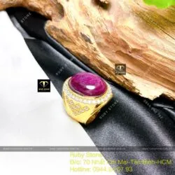 Nhẫn nam Oval Ruby Nam Phi, vàng 18k - Ảnh 2