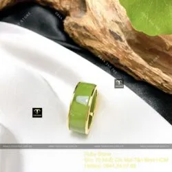 Nhẫn ngọc bích xanh lá VIP bản 6 ly, vàng 18k - Ảnh 3